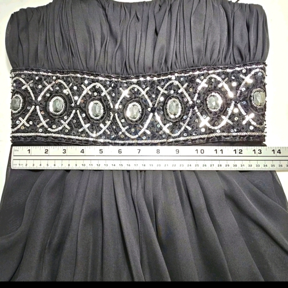 Hailey Adrianna Papell Black Formal Elegant Sexy Evening Prom Beaded Long Gown 6 - Picture 14 of 16